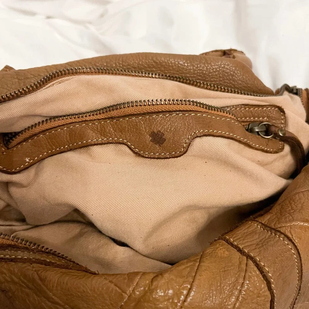Lucky Brand Y2K Vintage 2000s Chevron Leather Tan Handbag Strap - Picture 4 of 16